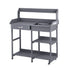 Cedar Potting Bench with Sink, Shelves, Drawers & Wheels – Grey