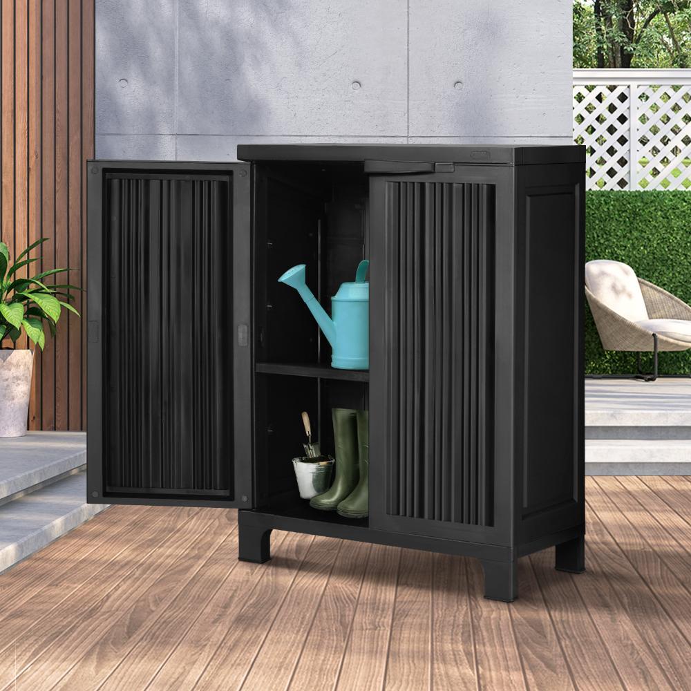 Outdoor Storage Cabinet Adjustable Lockable Black