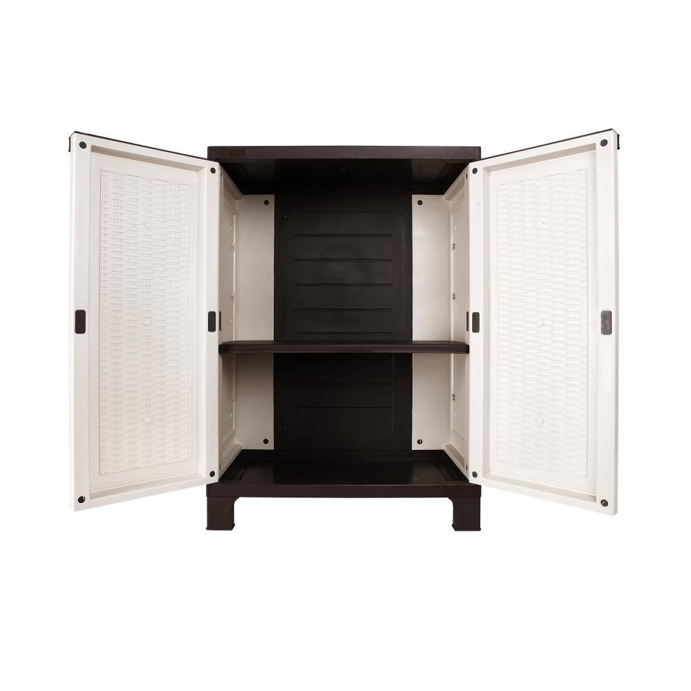 Outdoor Storage Cabinet Removable Shelf Lockable Beige