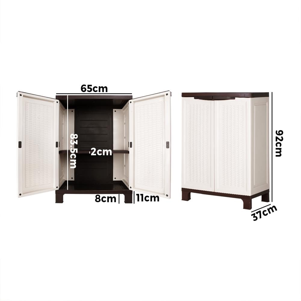 Outdoor Storage Cabinet Removable Shelf Lockable Beige