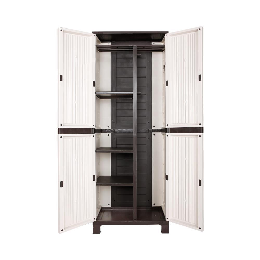Outdoor Storage Cabinet Adjustable Lockable Tall Beige