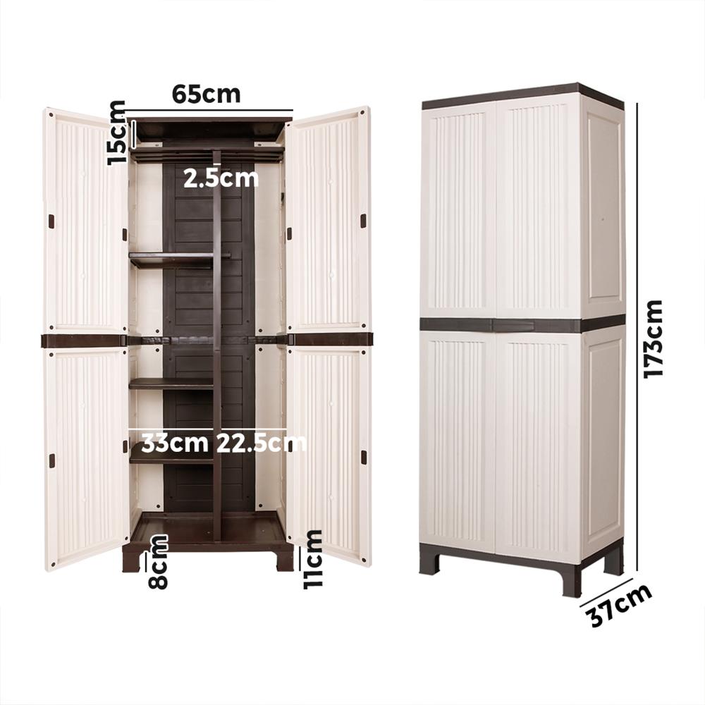 Outdoor Storage Cabinet Adjustable Lockable Tall Beige