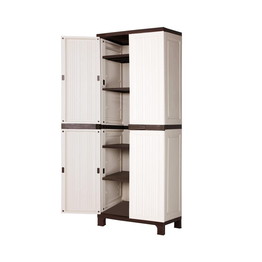 Outdoor Storage Cabinet Adjustable Lockable Tall Beige