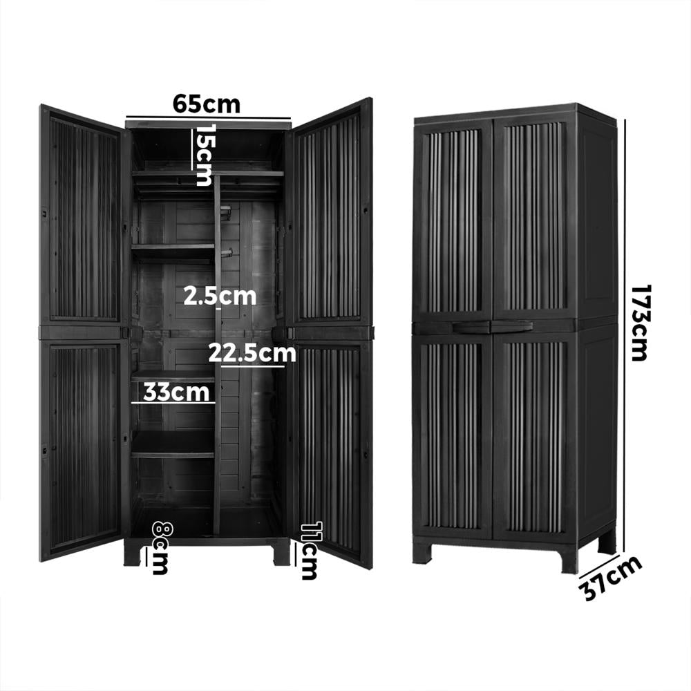 Outdoor Storage Cabinet Adjustable Lockable Tall Black
