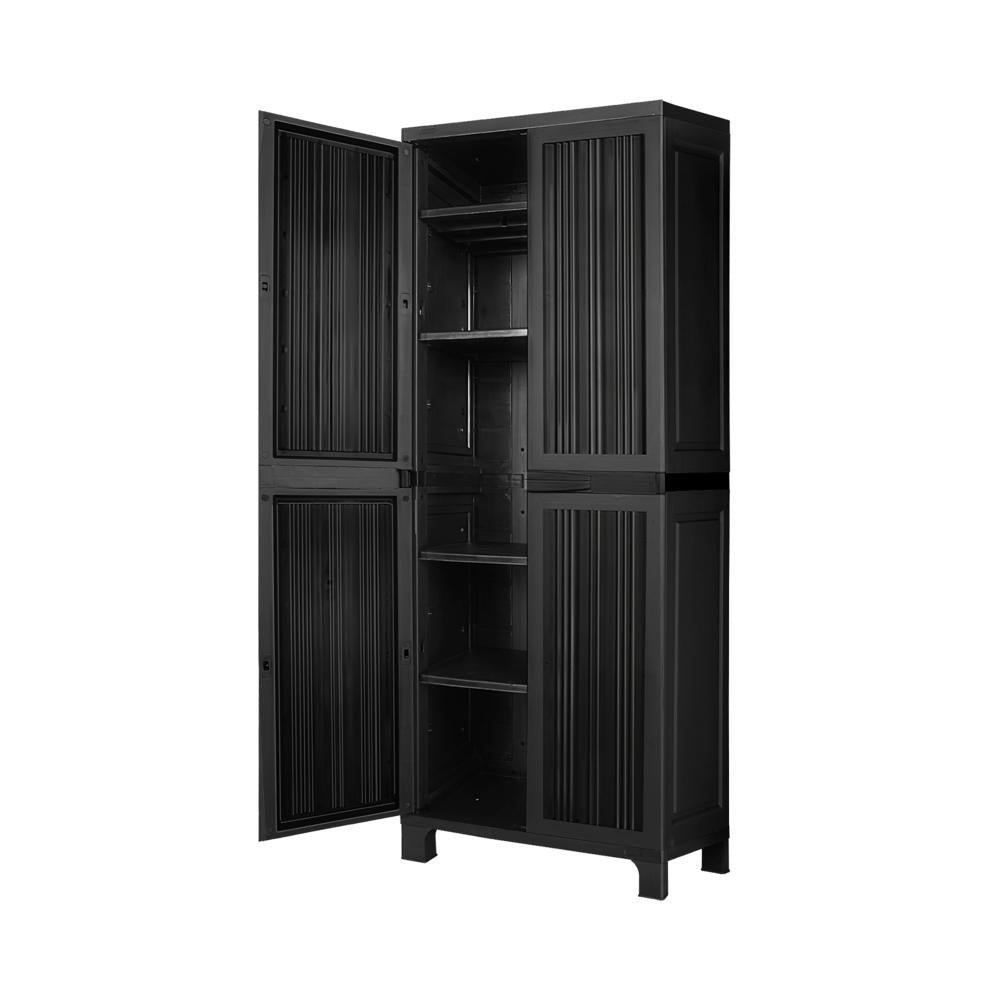 Outdoor Storage Cabinet Adjustable Lockable Tall Black