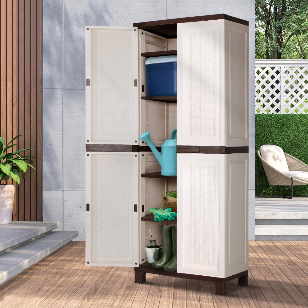 Outdoor Storage Cabinet Adjustable Lockable 6 Hooks