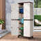 Outdoor Storage Cabinet Lockable 173cm Plastic Garden Shed Beige