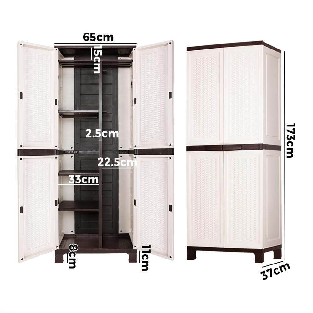 Outdoor Storage Cabinet Adjustable Lockable 6 Hooks