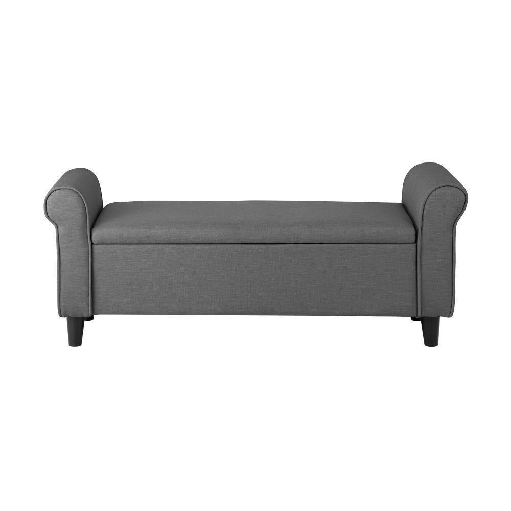 Storage Ottoman Linen Fabric Large Grey