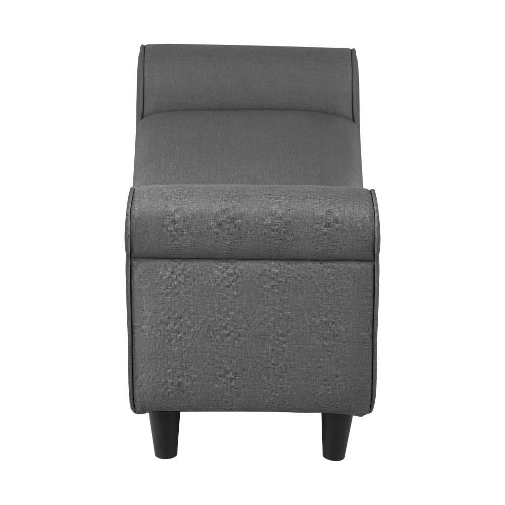 Storage Ottoman Linen Fabric Large Grey