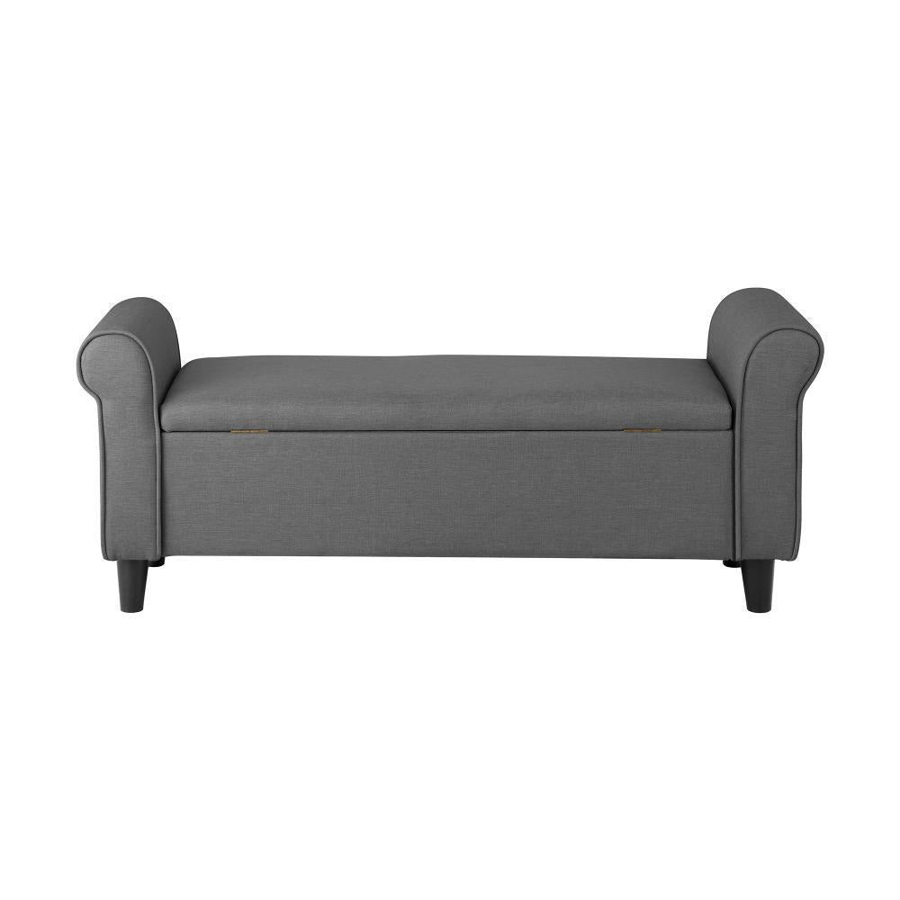 Storage Ottoman Linen Fabric Large Grey