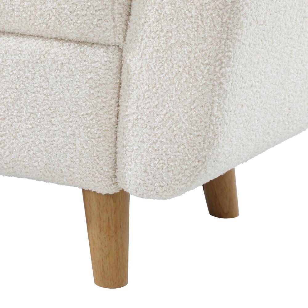 Storage Ottoman Sherpa Fabric White with Armrests