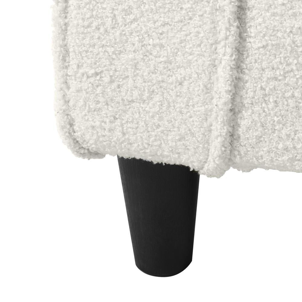 Storage Ottoman Faux Sherpa Fabric Large White