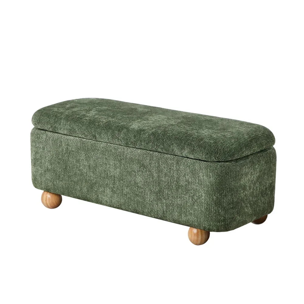 Storage Ottoman Blanket Box Bench Chenille Ball Foot Stool