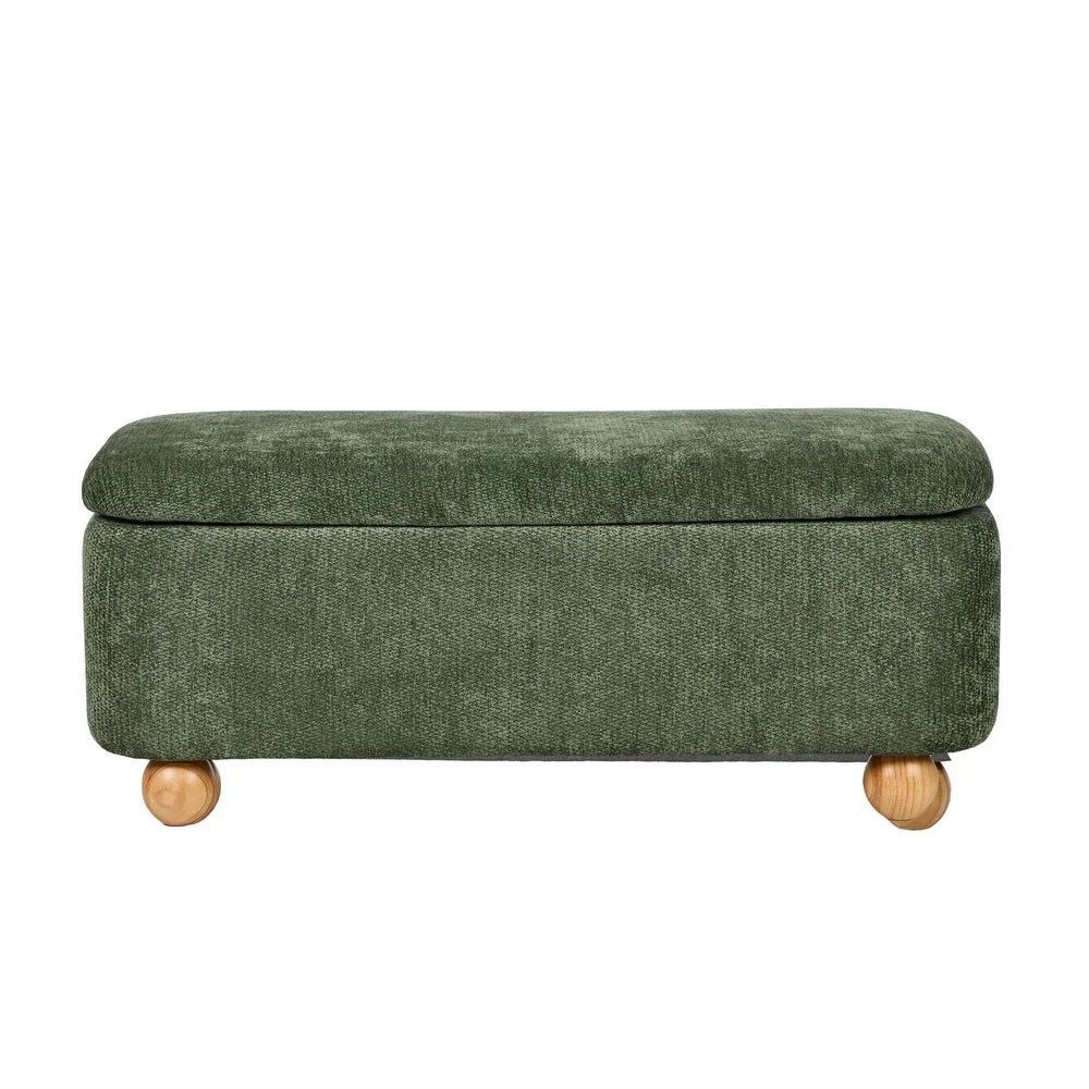 Storage Ottoman Blanket Box Bench Chenille Ball Foot Stool