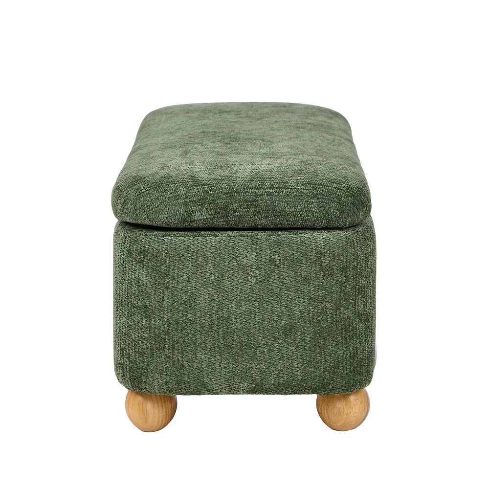 Storage Ottoman Blanket Box Bench Chenille Ball Foot Stool