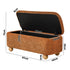 Oikiture Chenille Storage Ottoman Bench Chest Footrest Caramel Brown
