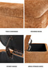 Oikiture Chenille Storage Ottoman Bench Chest Footrest Caramel Brown