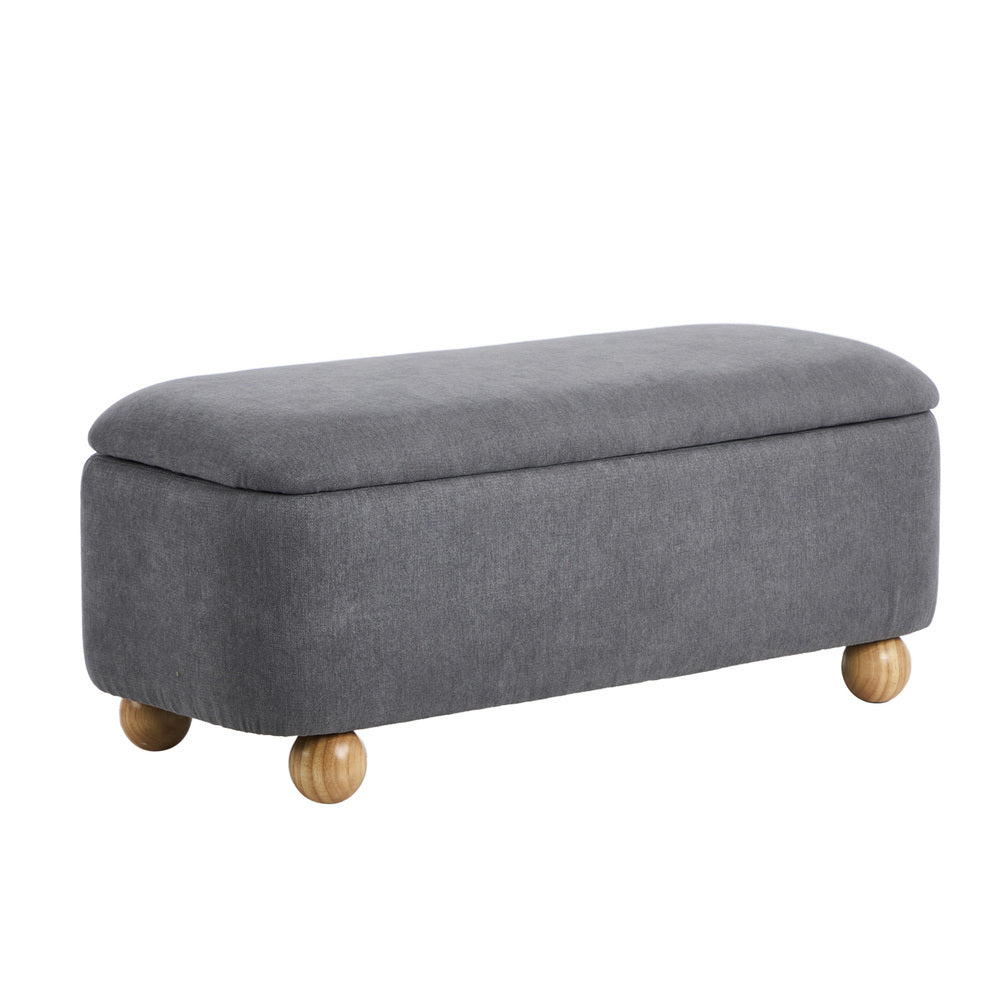 Oikiture Storage Ottoman Foot Stool Linen Couch Bench Blanket Box