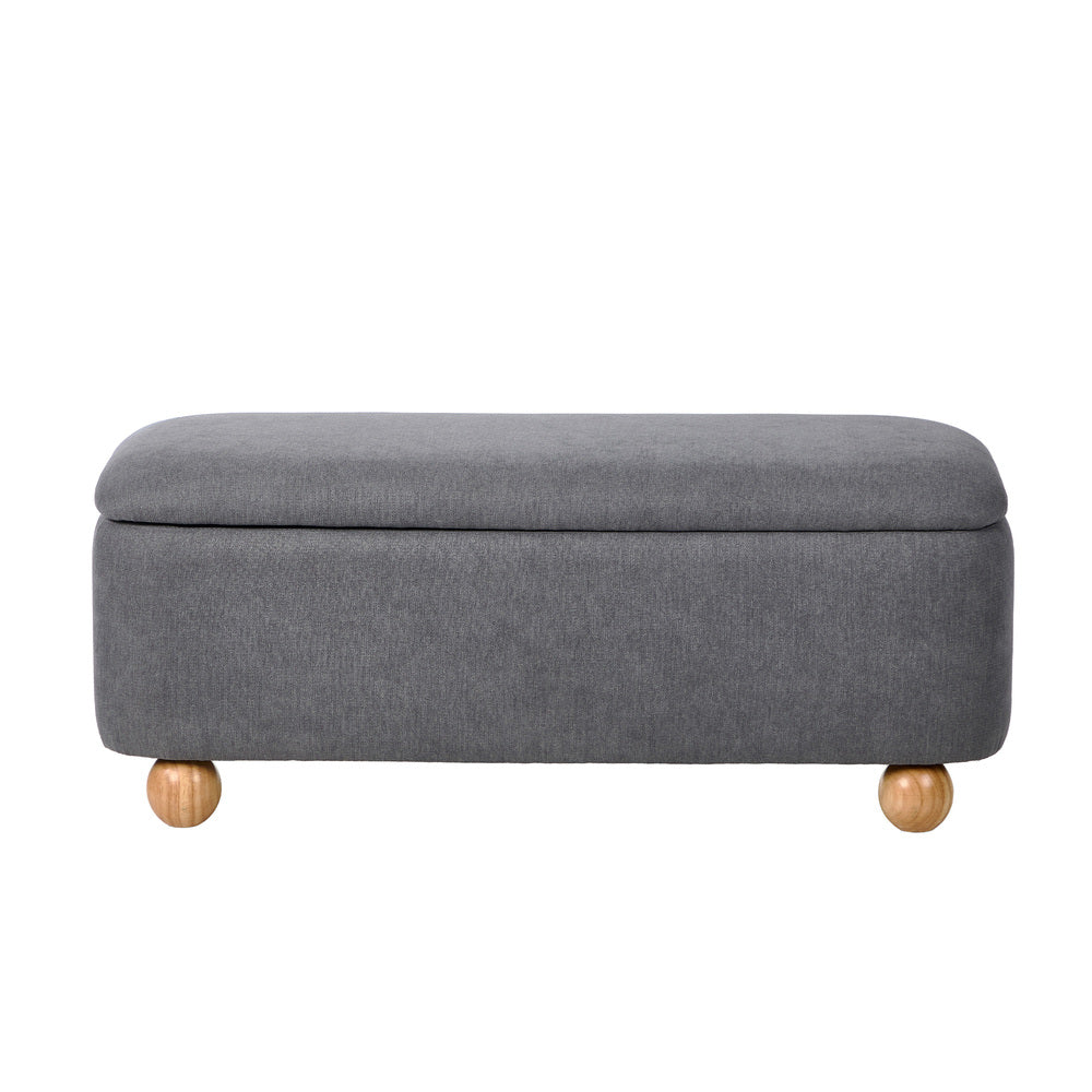 Oikiture Storage Ottoman Foot Stool Linen Couch Bench Blanket Box