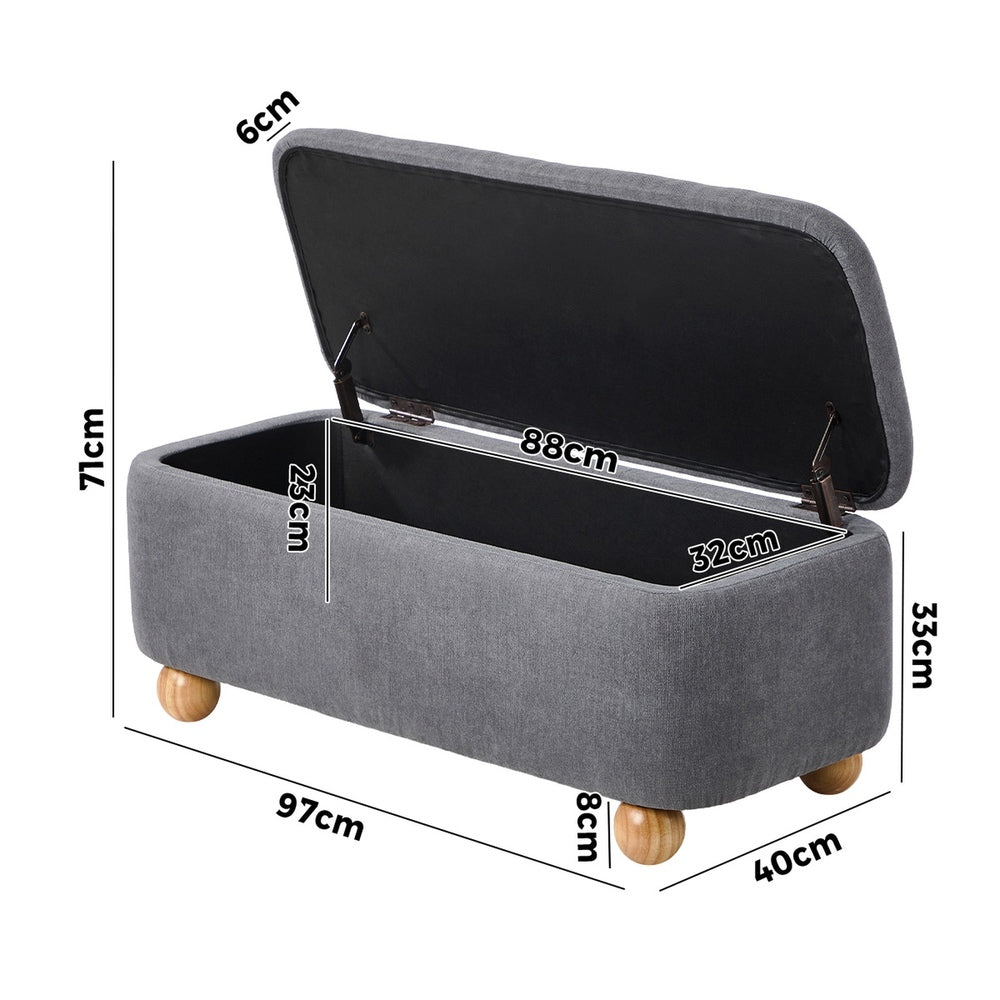 Oikiture Storage Ottoman Foot Stool Linen Couch Bench Blanket Box