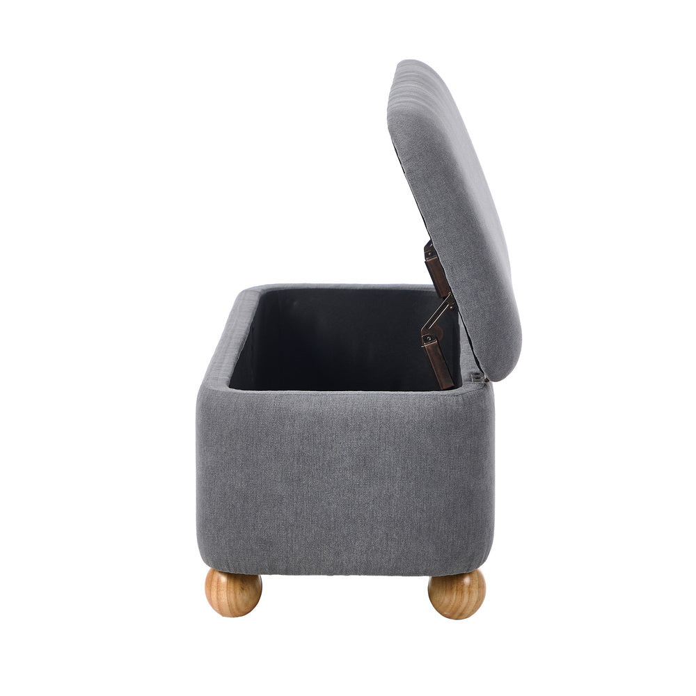 Oikiture Storage Ottoman Foot Stool Linen Couch Bench Blanket Box