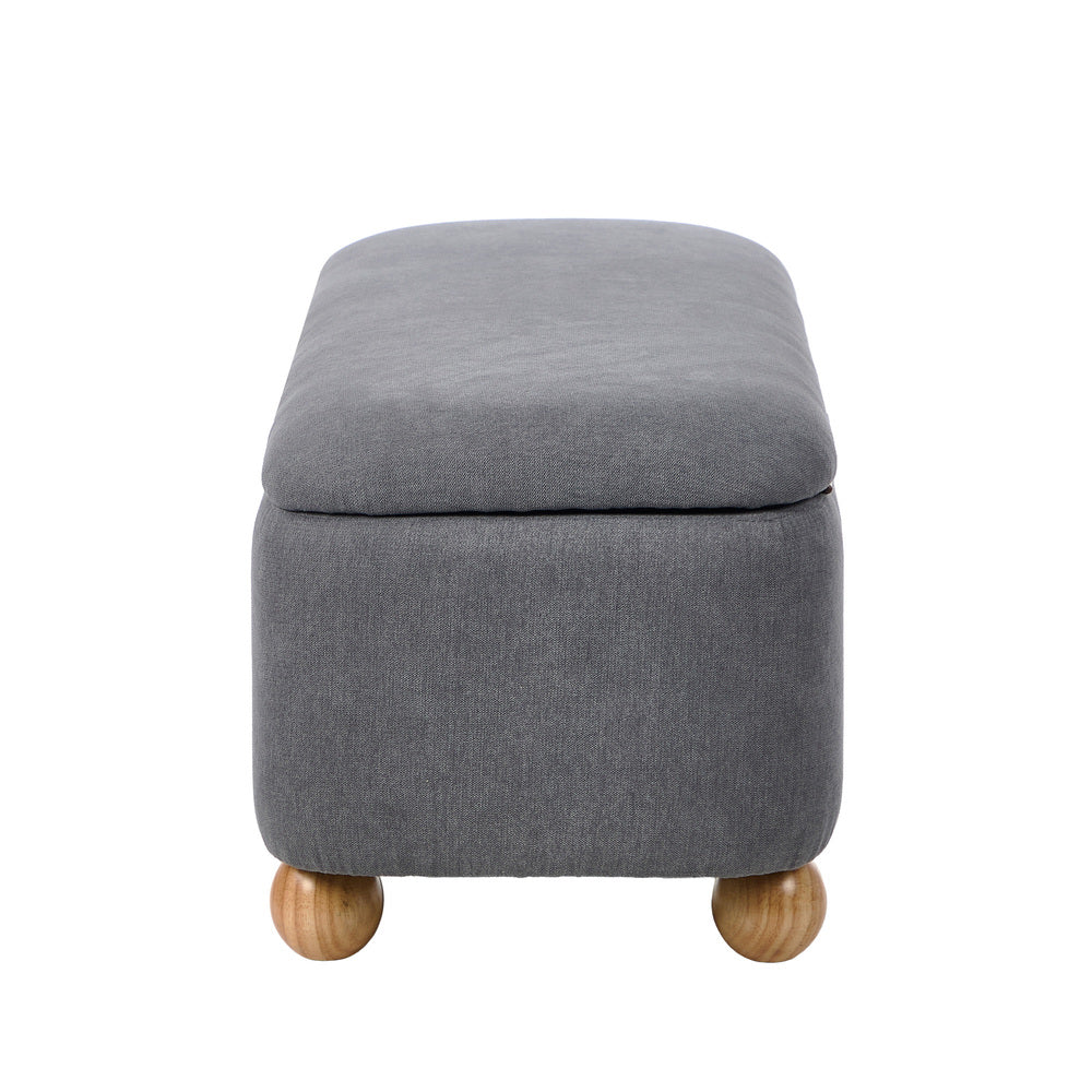 Oikiture Storage Ottoman Foot Stool Linen Couch Bench Blanket Box