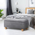 Oikiture Storage Ottoman Foot Stool Linen Couch Bench Blanket Box