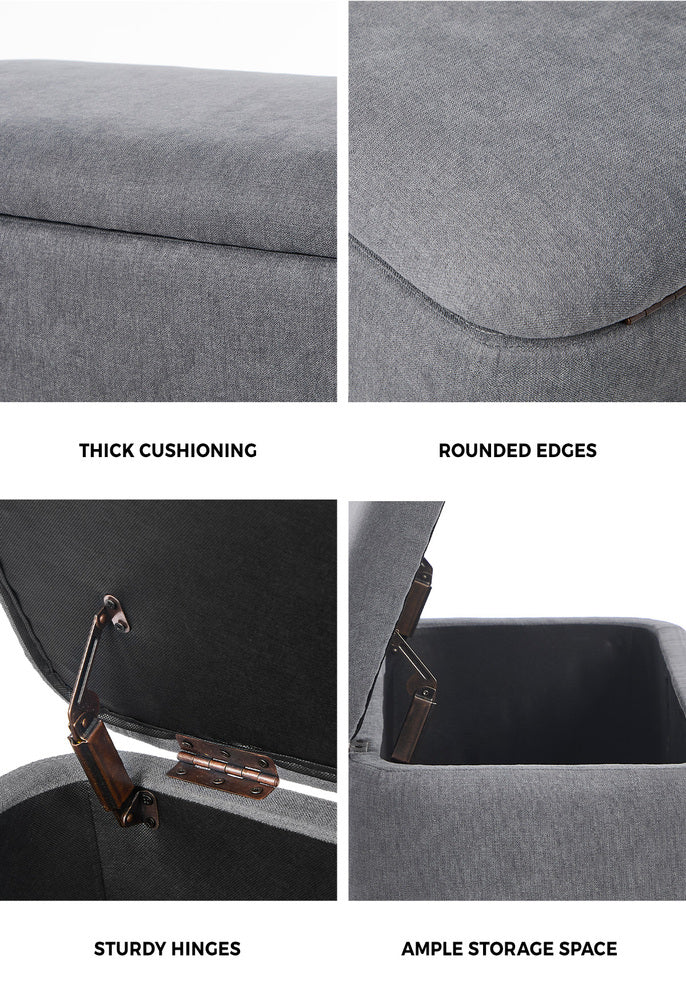 Oikiture Storage Ottoman Foot Stool Linen Couch Bench Blanket Box