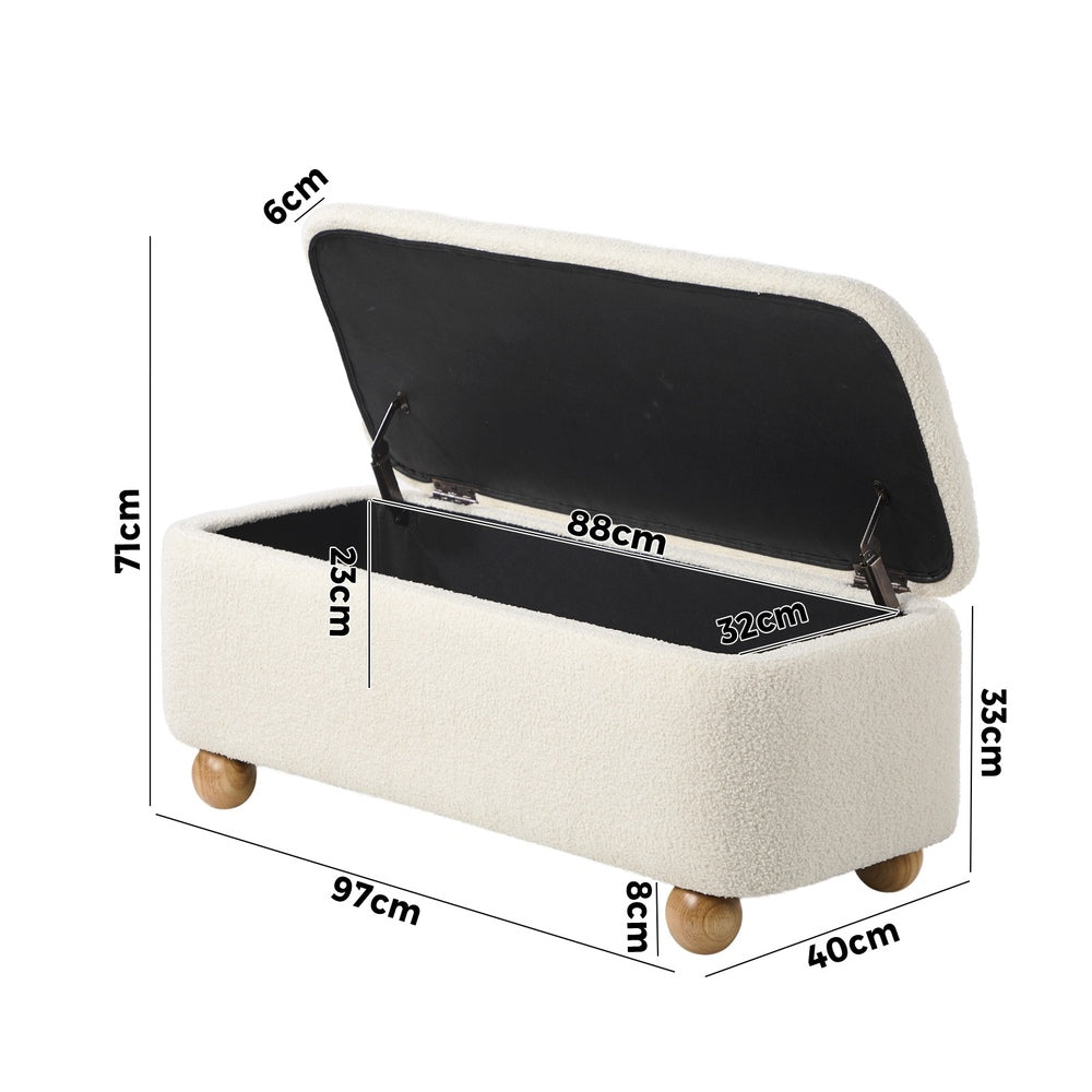 Oikiture Storage Ottoman Blanket Box Teddy Stool Bench