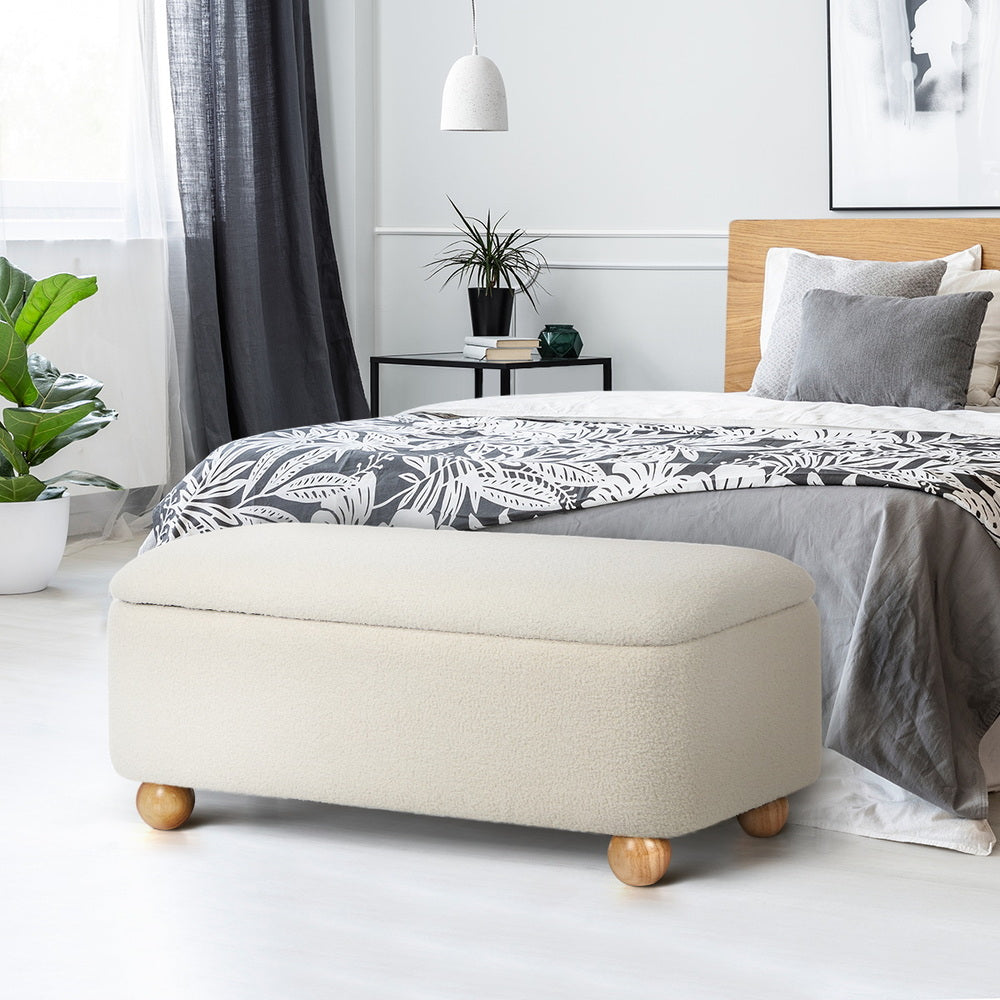 Oikiture Storage Ottoman Blanket Box Teddy Stool Bench
