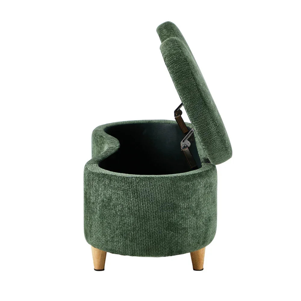 Storage Ottoman Cashew Footstool Chenille Chest Box Green