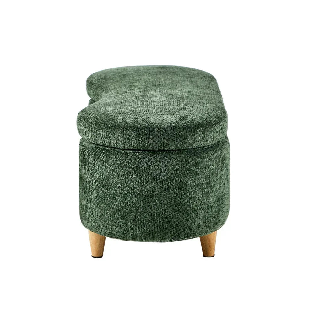 Storage Ottoman Cashew Footstool Chenille Chest Box Green