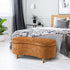 Oikiture Storage Ottoman Cashew Footstool Chenille Bench Blanket Brown