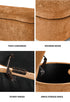 Oikiture Storage Ottoman Cashew Footstool Chenille Bench Blanket Brown