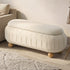Oikiture 103cm Boucle Storage Ottoman Oval Bench Chest Ball Legs Beige
