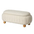 Oikiture 103cm Boucle Storage Ottoman Oval Bench Chest Ball Legs Beige