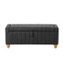 Oikiture Storage Ottoman Couch Footstool Linen Toy Chest Bench Grey