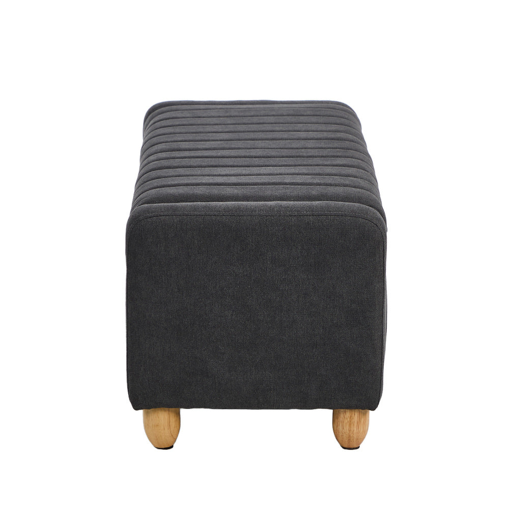 Oikiture Storage Ottoman Couch Footstool Linen Toy Chest Bench Grey