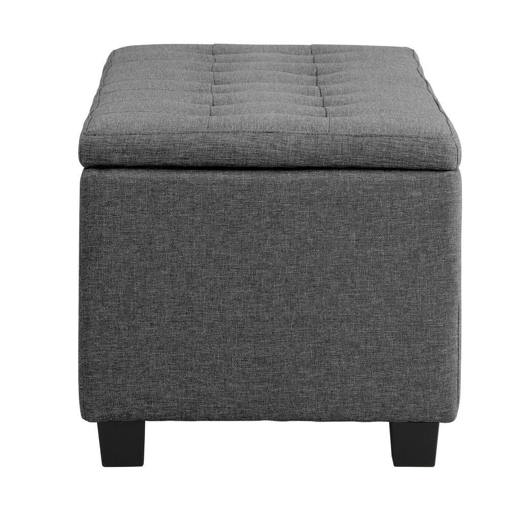 Storage Ottoman Faux Linen Grey