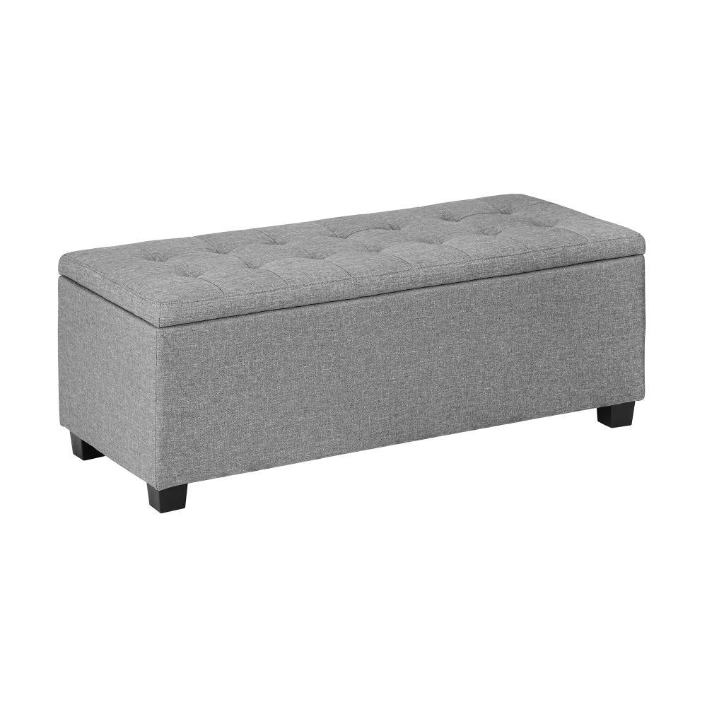 Storage Ottoman Faux Linen Light Grey