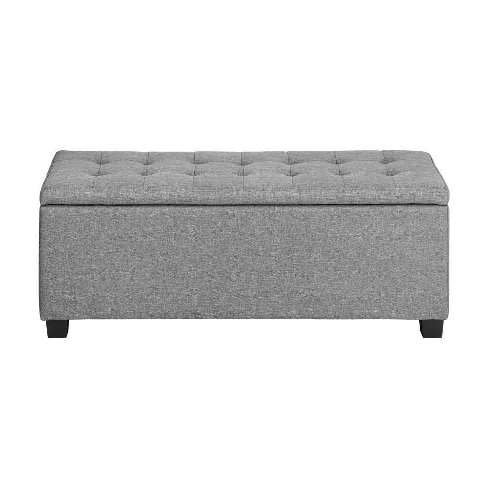 Storage Ottoman Faux Linen Light Grey