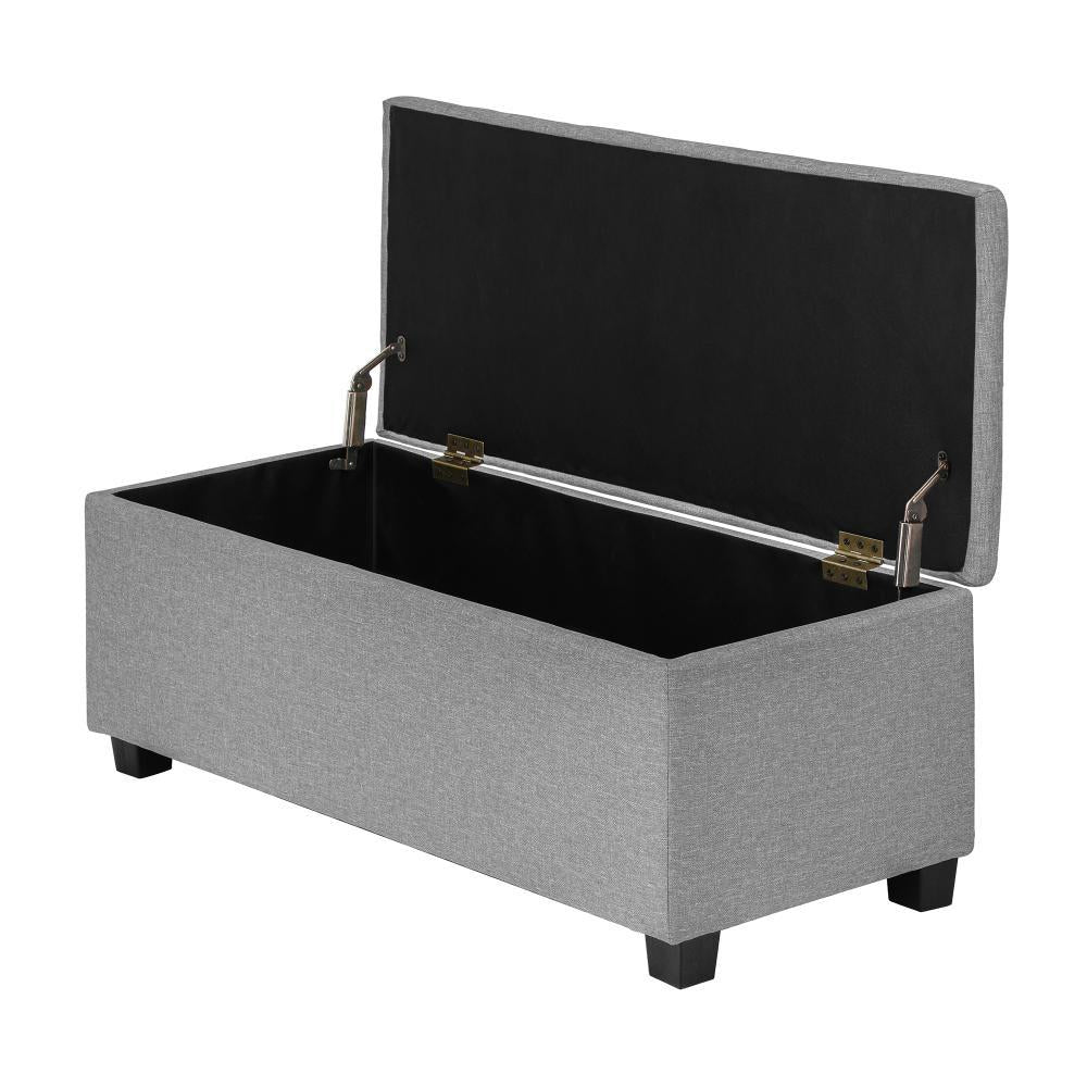 Storage Ottoman Faux Linen Light Grey
