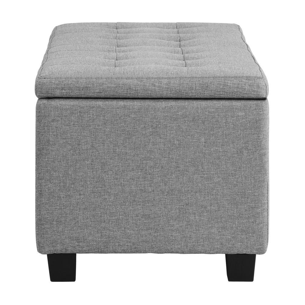 Storage Ottoman Faux Linen Light Grey