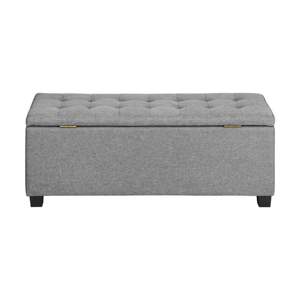 Storage Ottoman Faux Linen Light Grey