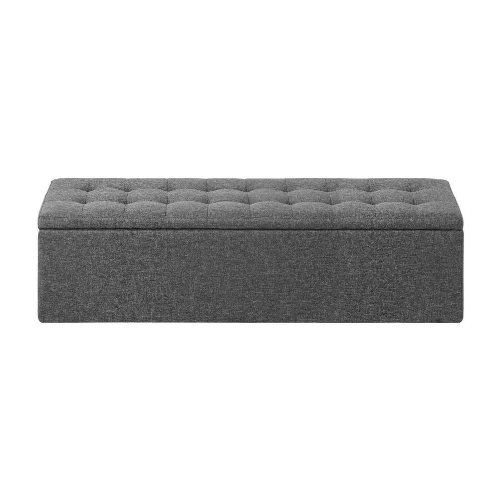 Storage Ottoman XL Faux Linen Grey