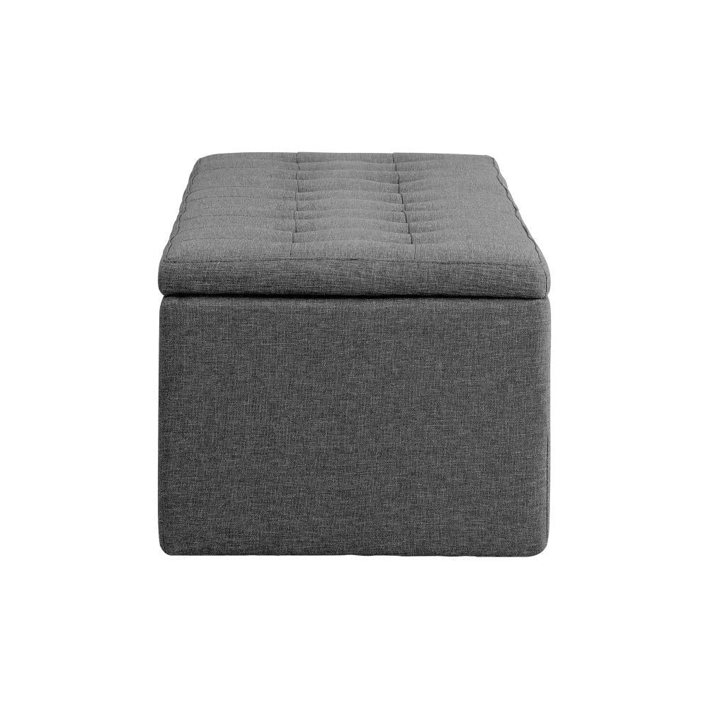 Storage Ottoman XL Faux Linen Grey