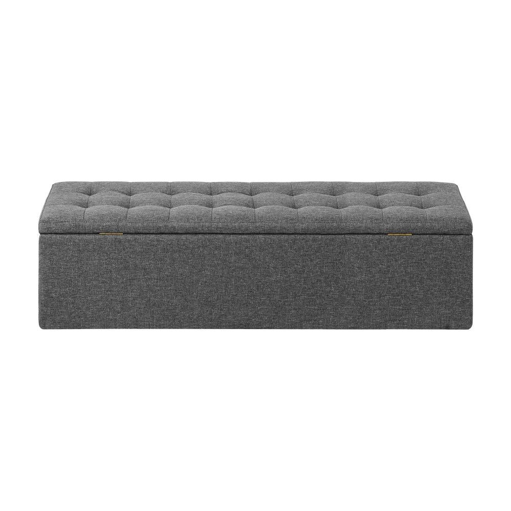 Storage Ottoman XL Faux Linen Grey