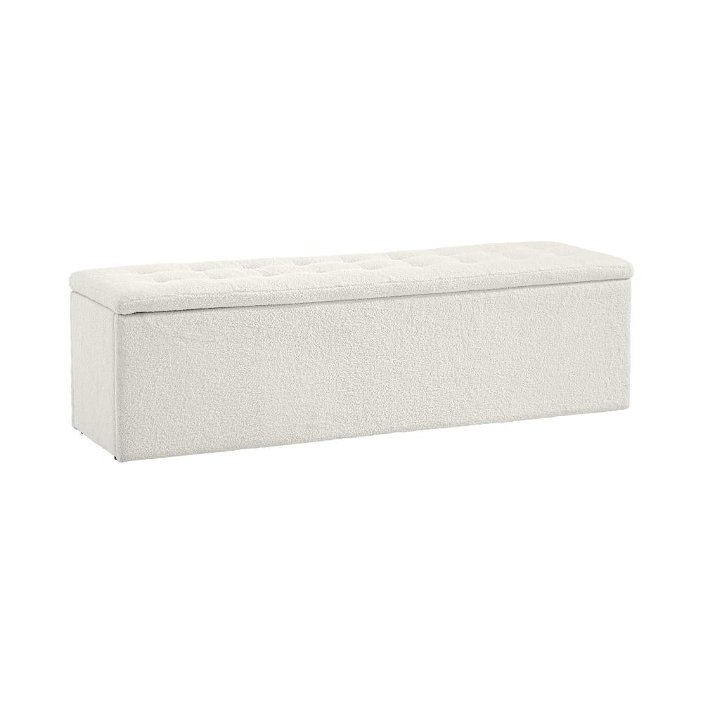 Storage Ottoman XL Faux Sherpa White