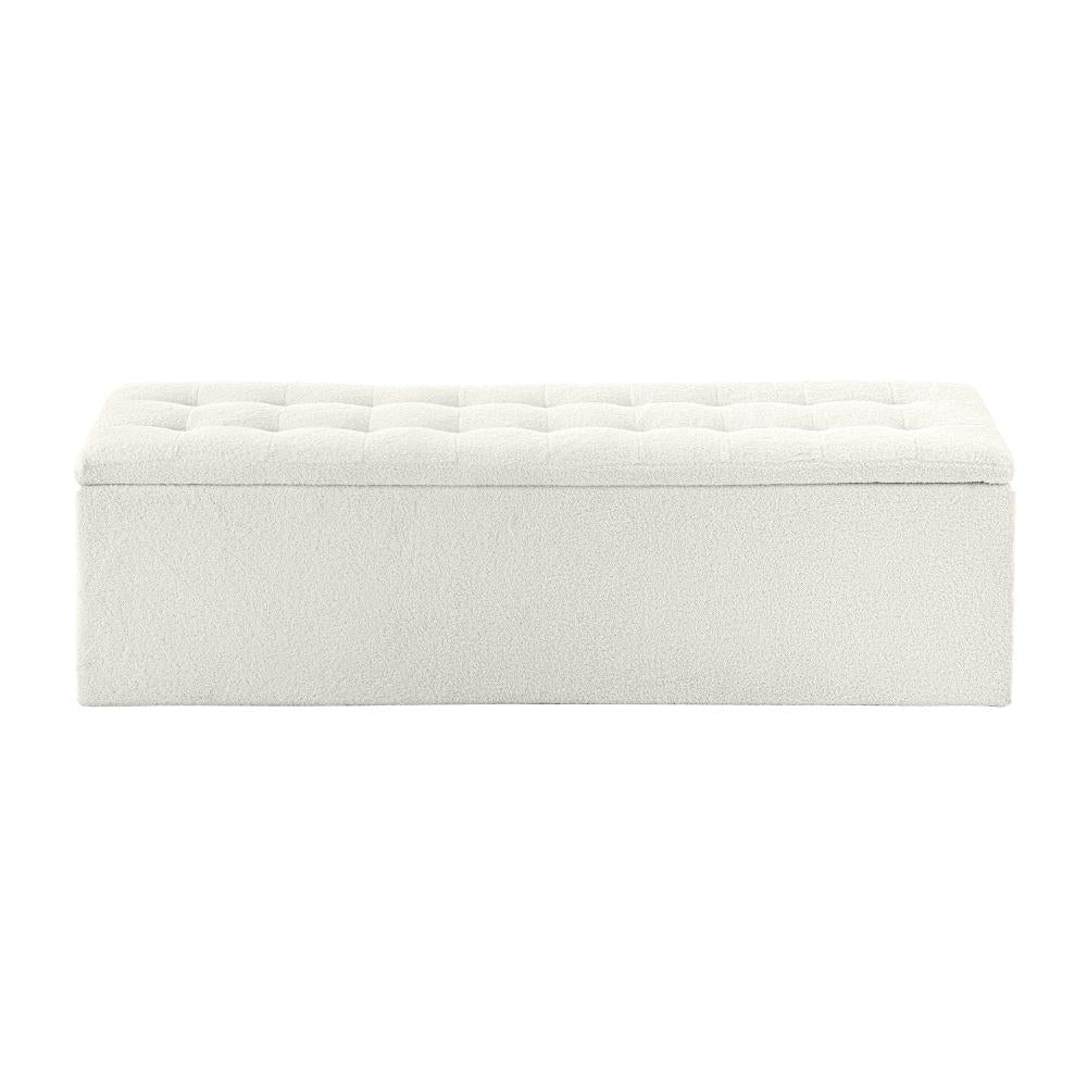 Storage Ottoman XL Faux Sherpa White